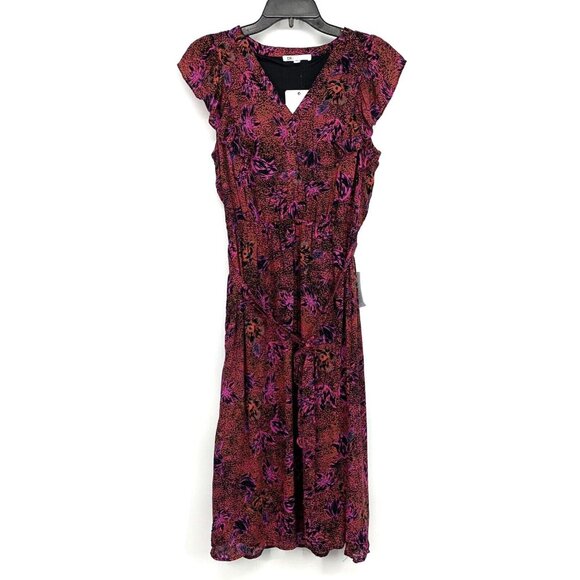 DR2 Daniel Rainn Dress Floral Print V Neck Tie Waist NWT - Picture 1 of 8